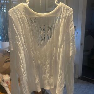 Pure white see through knitted light weight sweater/ cover up.